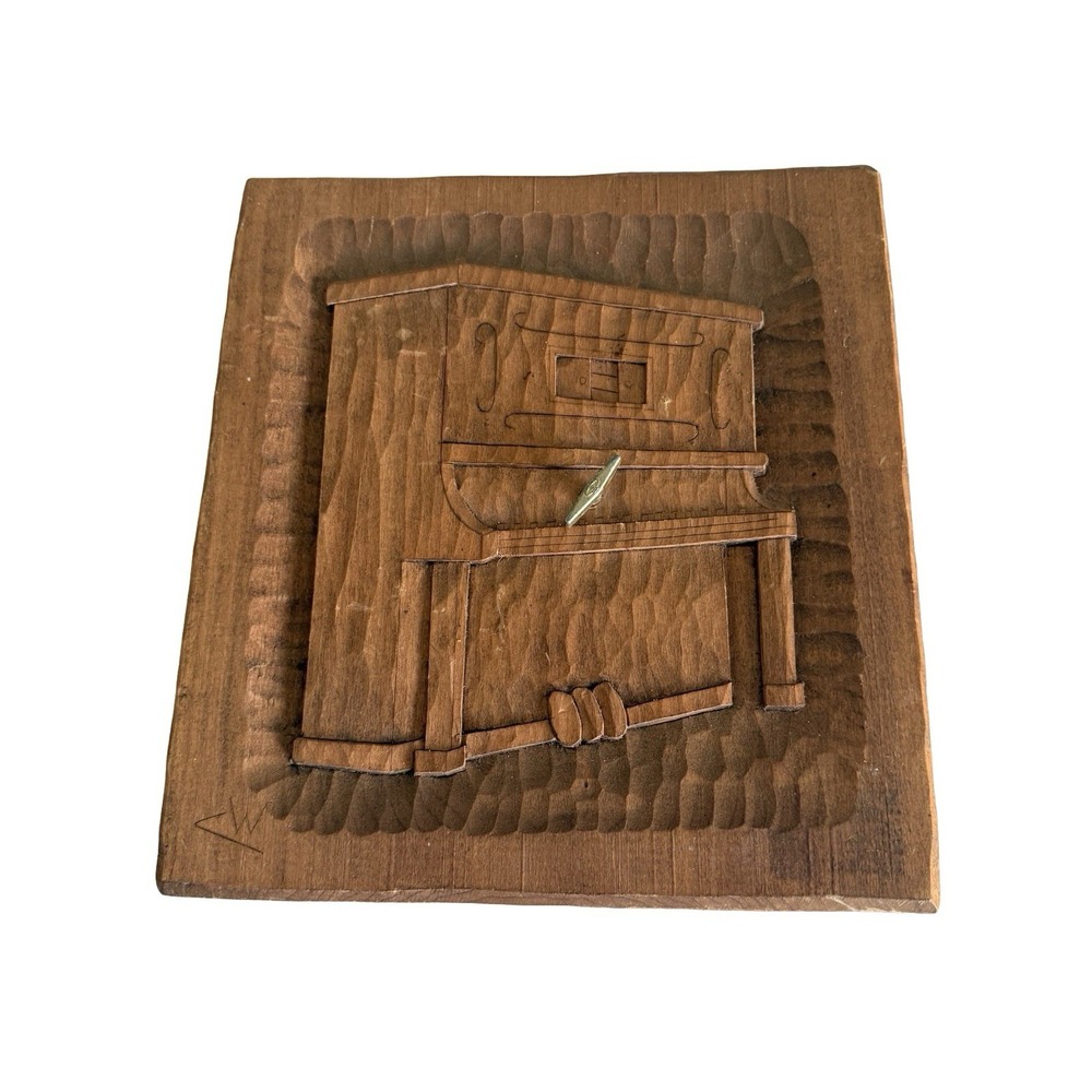 Vintage Hand carved wood player piano music box wall hanging
